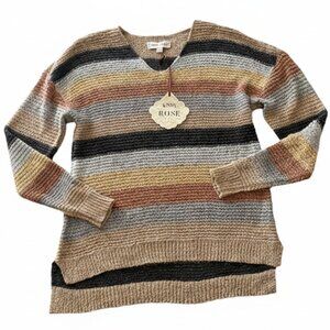 Knox Rose Striped Open Knit Summer Sweater Women’s Size XS Boho Lightweight